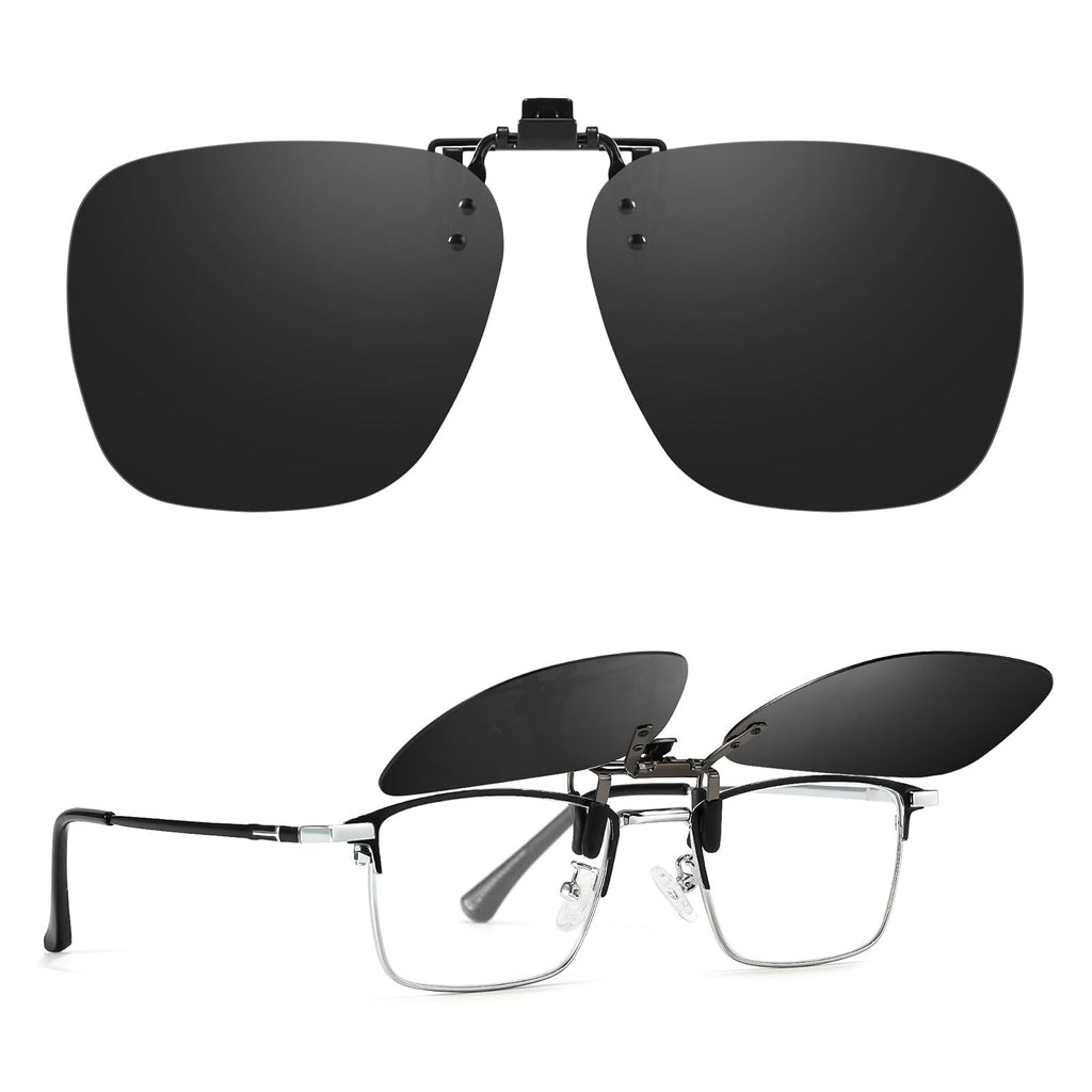 TJUTR Polarized Clip-On Sunglasses Over Prescription Glasses, Unisex UV400 Protection Anti-Glare Flip-Up Sun Clip Shades