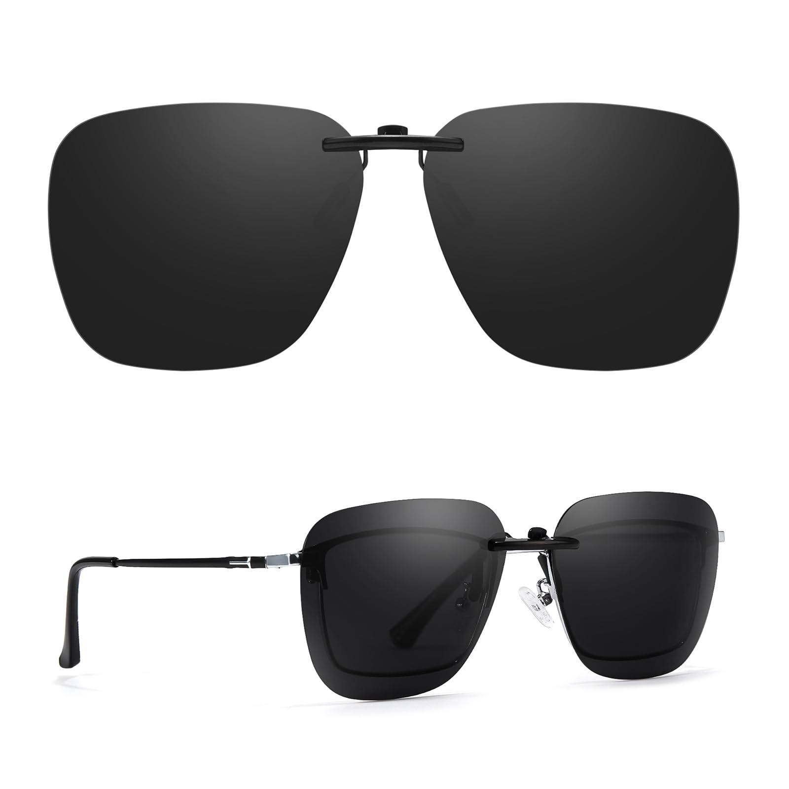 TJUTR Polarized Clip-On Sunglasses Over Prescription Glasses, Unisex UV400 Protection Anti-Glare Flip-Up Sun Clip Shades
