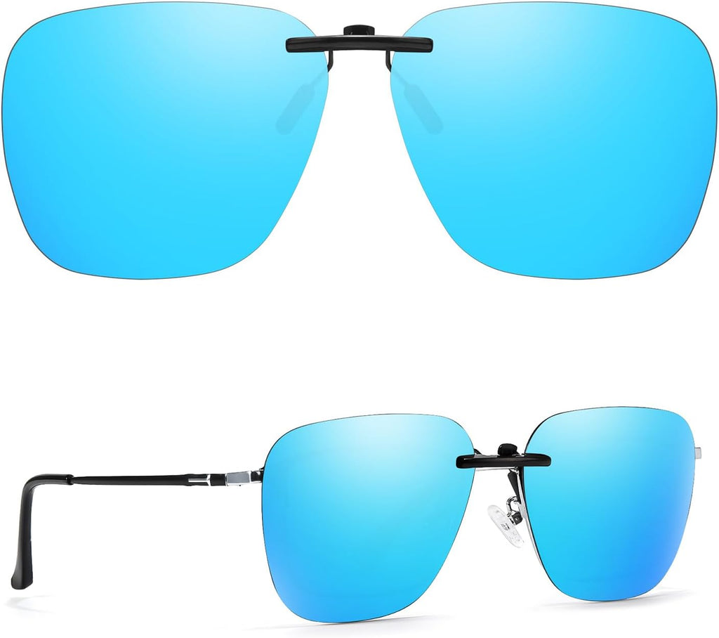 TJUTR Polarized Clip-On Sunglasses Over Prescription Glasses, Unisex UV400 Protection Anti-Glare Flip-Up Sun Clip Shades