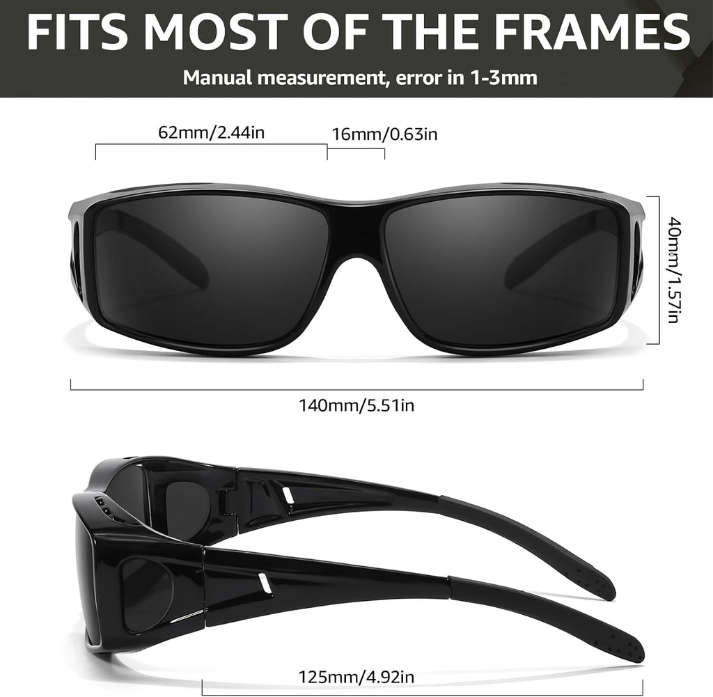 TJUTR Polarized Sunglasses Over Glasses for Men Women, UV Protection Shades Over Prescription Eyeglasses Sun Glasses