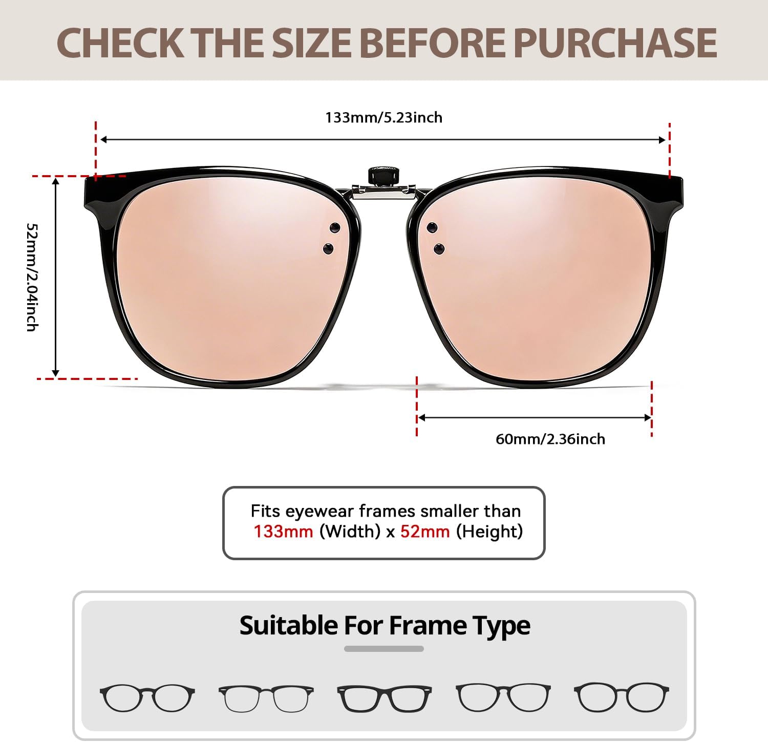 TJUTR Oversized Polarized Clip-On Sunglasses Over Prescription Glasses, Trendy Square Framed Like Sunglasses UV400 Protection