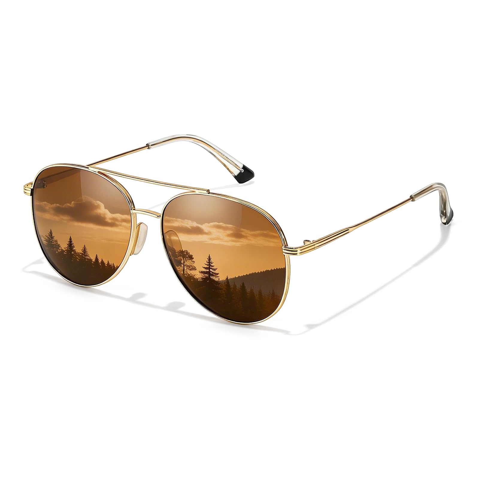 TJUTR Polarized Tangle Free Aviator Sunglasses for Women & Men, UV400 Protection Trendy Shades, No-Snag Metal Frame Glasses