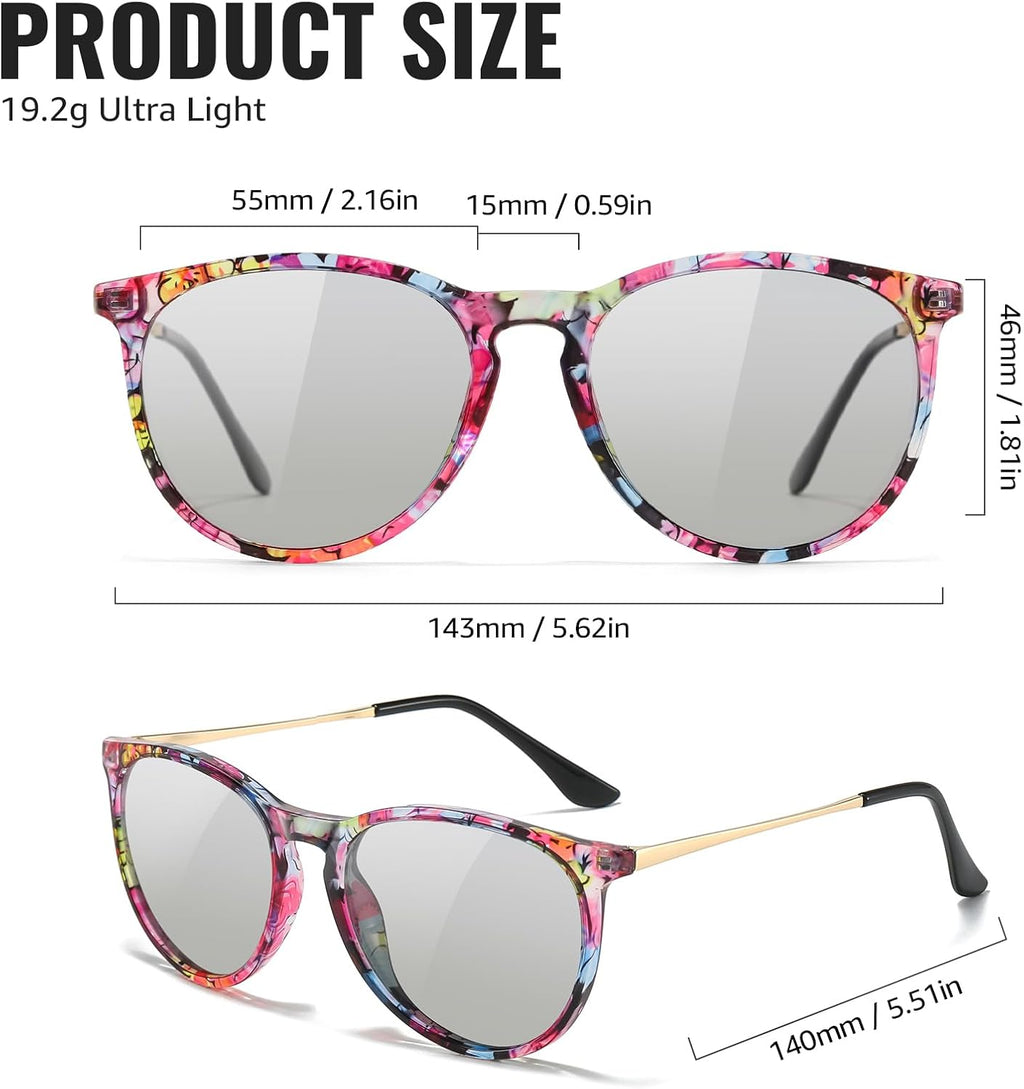 TJUTR Photochromic Polarized Sunglasses for Women and Men, Anti-Glare UV400 Protection for Day & Night Driving