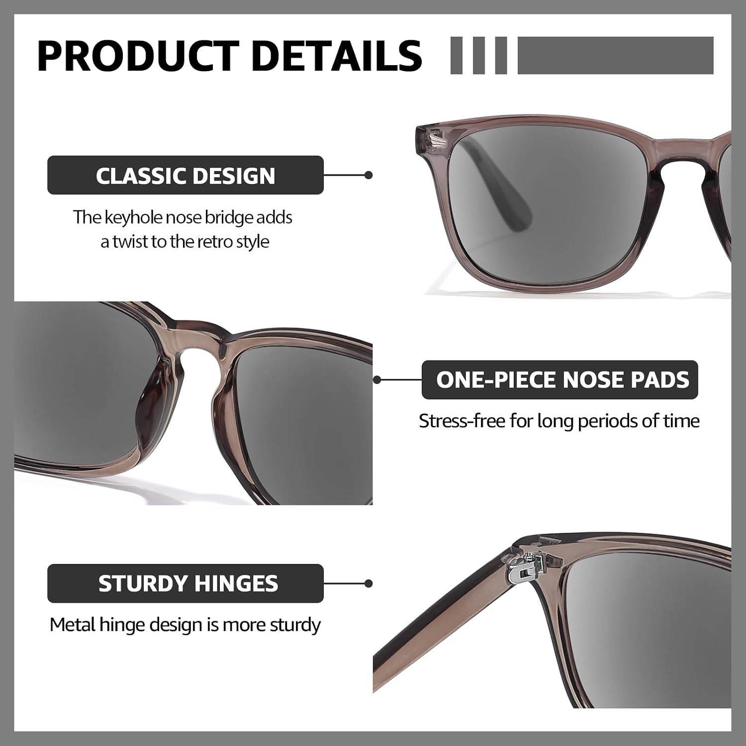 TJUTR Full Lens Reading Sunglasses for Women Men, Classic UV400 Protection Readers Sun Glasses TRG8082