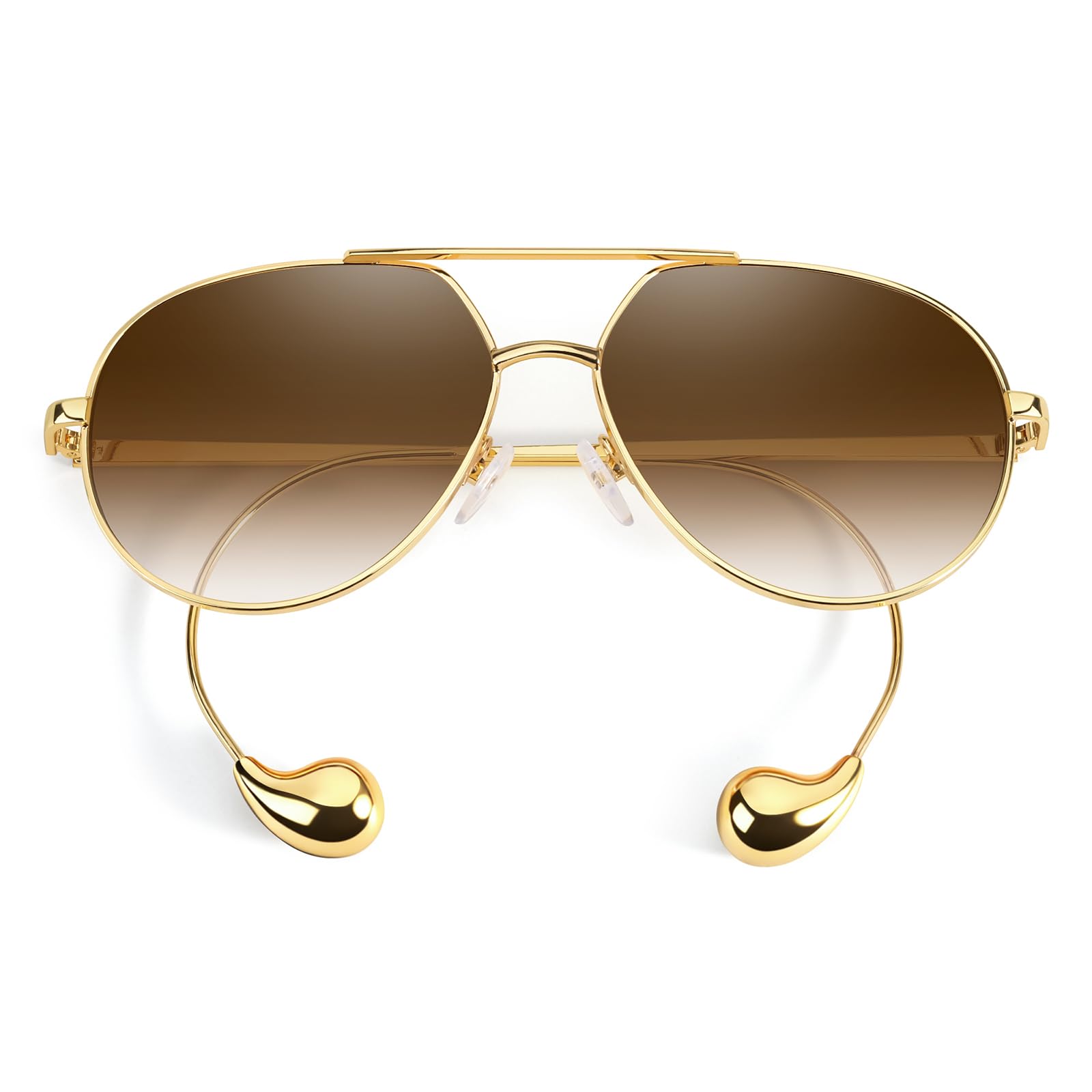 TJUTR Oversized Aviator Sunglasses for Women & Men, Retro Luxury Designer Sunglasses Big Shield Shades with UV Protection