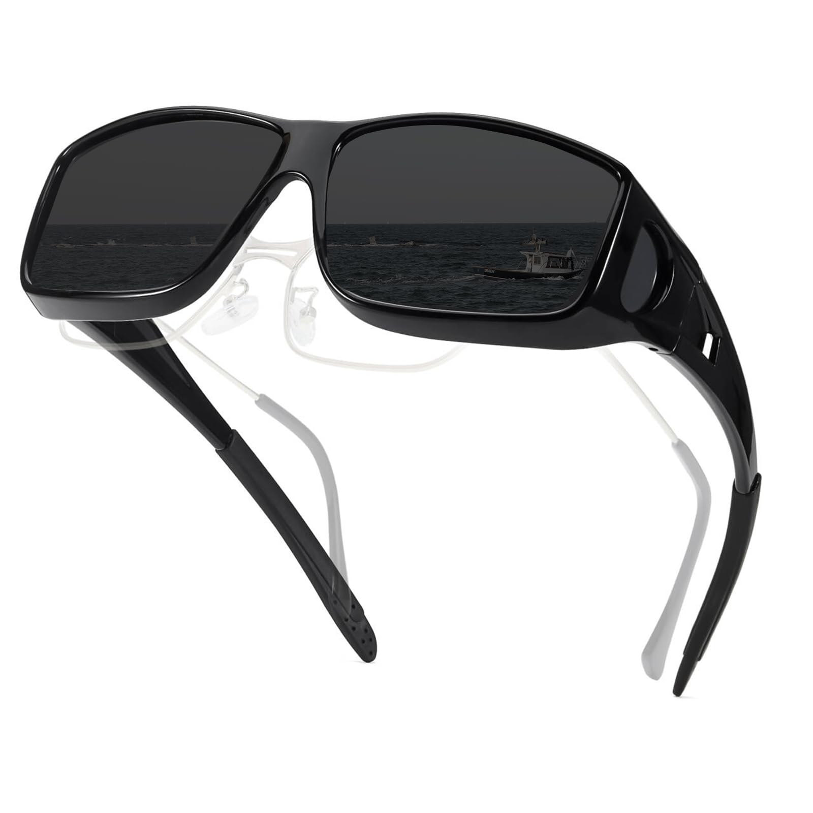 TJUTR Polarized Fit Over Glasses Sunglasses for Men Women, Wrap Around UV400 Protection Sunglasses TS2611