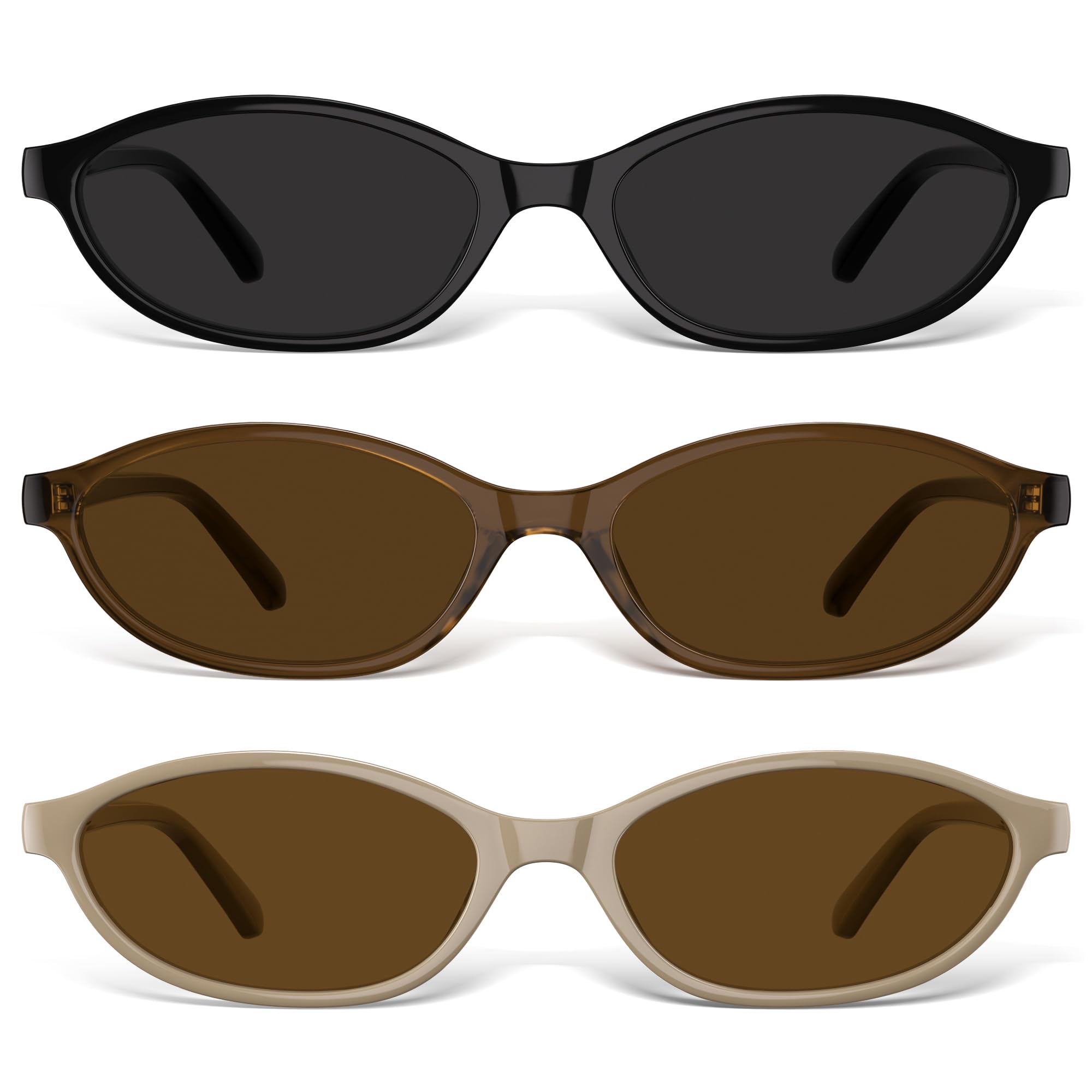 Sunglasses Womens Retro Oval Sunglasses for Women - Cat Eye 90s Glasses Y2K UV400 Lightweight Narrow Shades