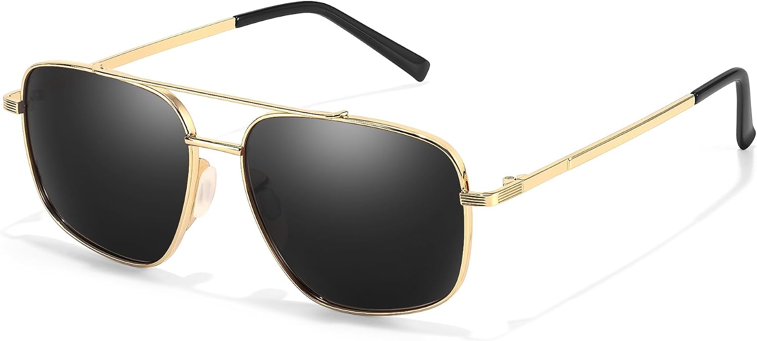 TJUTR Tangle Free Aviator Sunglasses for Women Men, Polarized UV400 Protection Sun Glasses, No-Snag Metal Frame for Outdoors