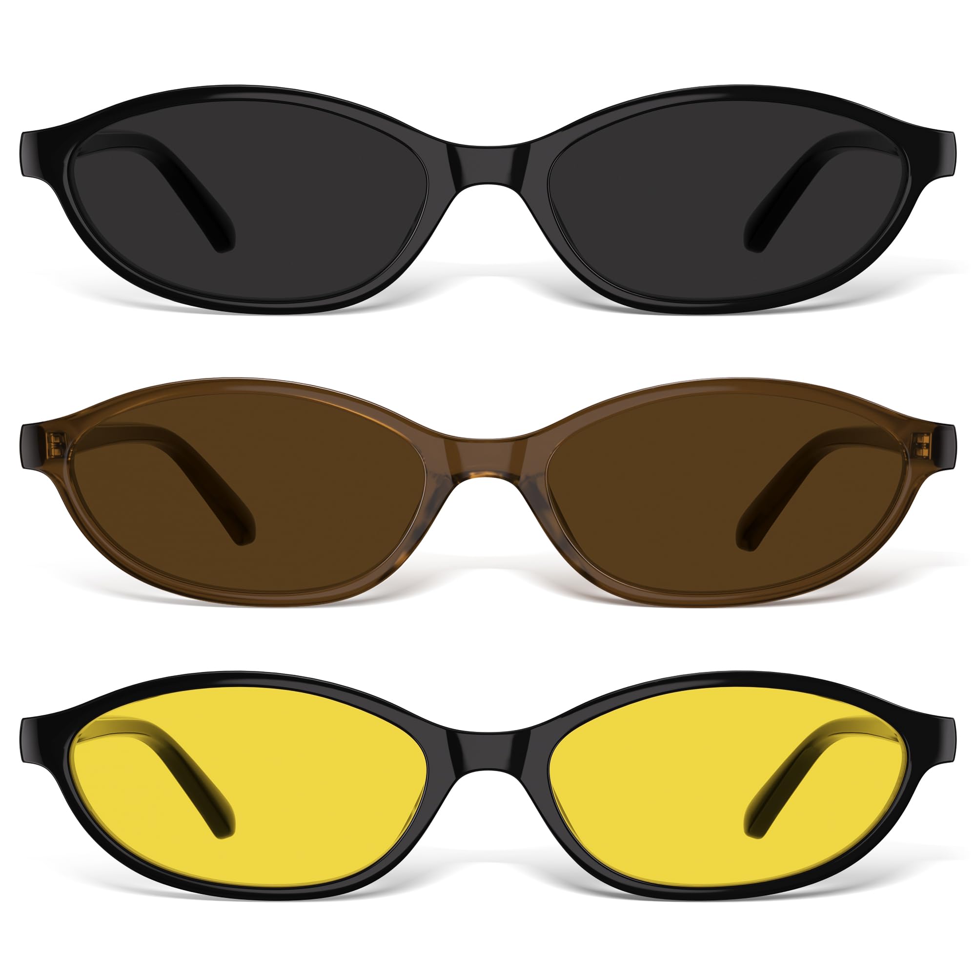 Sunglasses Womens Retro Oval Sunglasses for Women - Cat Eye 90s Glasses Y2K UV400 Lightweight Narrow Shades