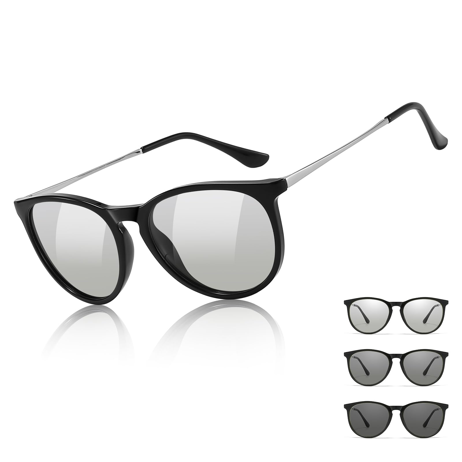 TJUTR Photochromic Polarized Sunglasses for Women and Men, Anti-Glare UV400 Protection for Day & Night Driving