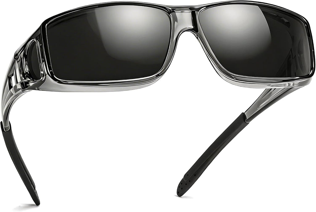TJUTR Polarized Fit Over Glasses Sunglasses for Men Women, Wrap Around UV400 Protection Sunglasses TS2611