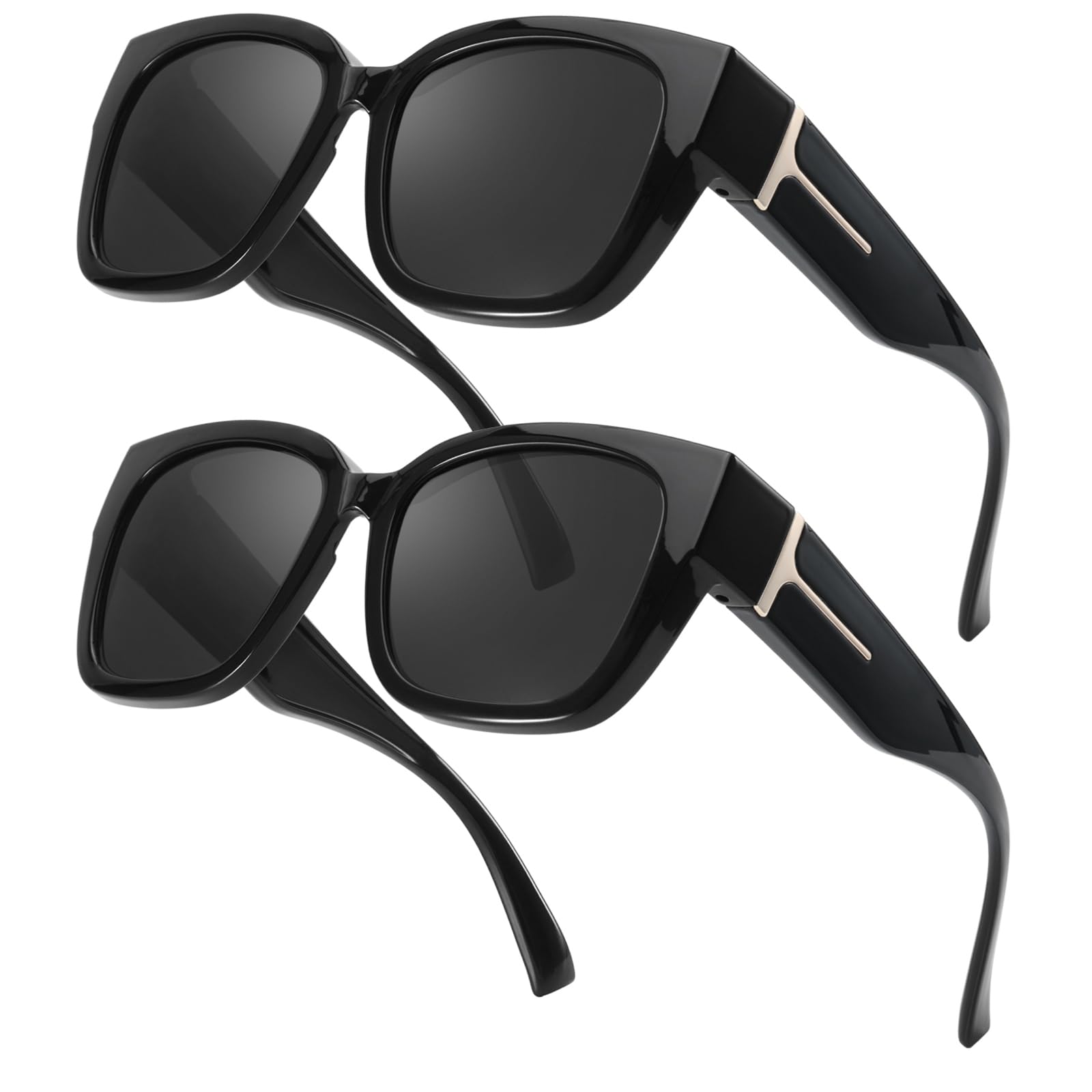 TJUTR Polarized Fit Over Glasses Sunglasses for Women Men, Oversized Square Wrap Around UV400 Protection Shades for Driving