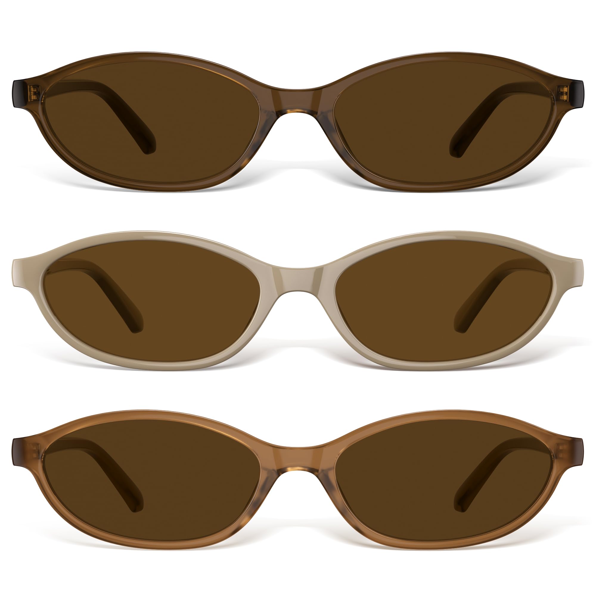 Sunglasses Womens Retro Oval Sunglasses for Women - Cat Eye 90s Glasses Y2K UV400 Lightweight Narrow Shades
