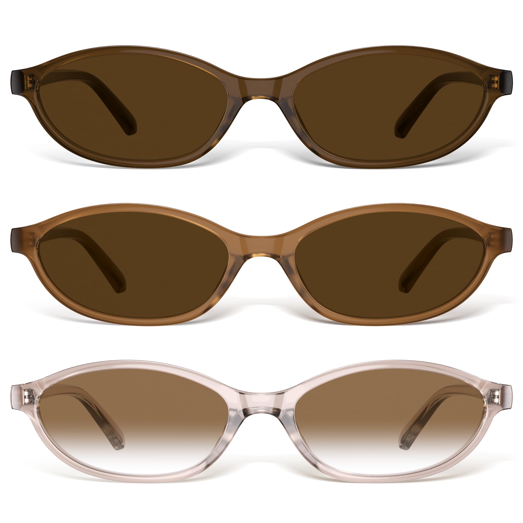 Sunglasses Womens Retro Oval Sunglasses for Women - Cat Eye 90s Glasses Y2K UV400 Lightweight Narrow Shades