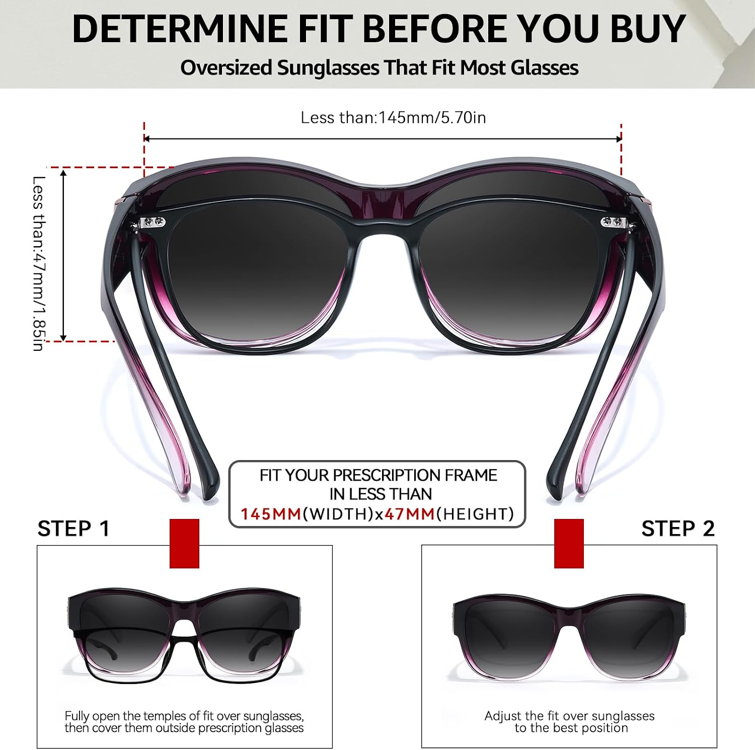 TJUTR Polarized Fit Over Glasses Sunglasses for Women UV Protection, Trendy Oversized Shades Wear Over Eyeglasses