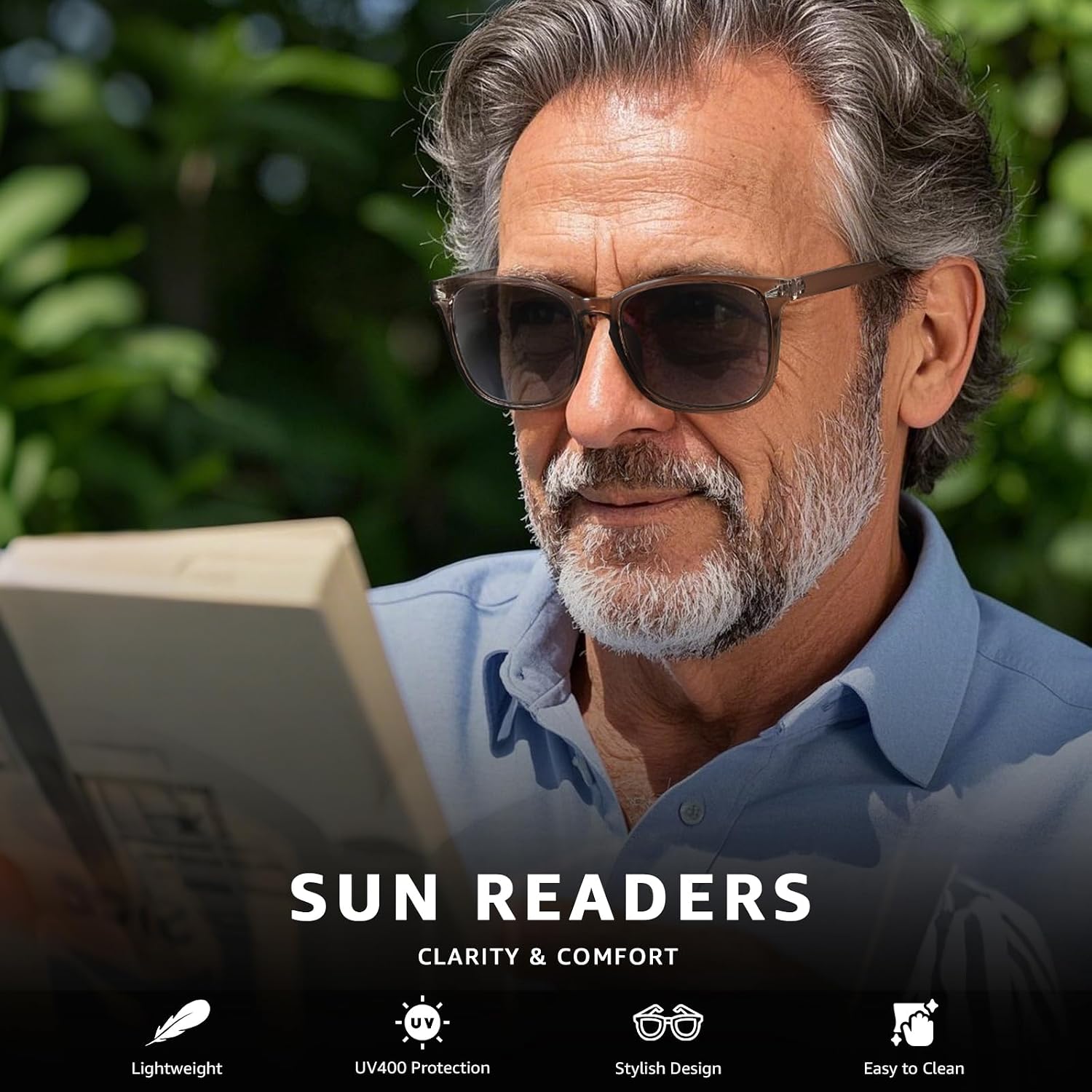 TJUTR Full Lens Reading Sunglasses for Women Men, Classic UV400 Protection Readers Sun Glasses TRG8082