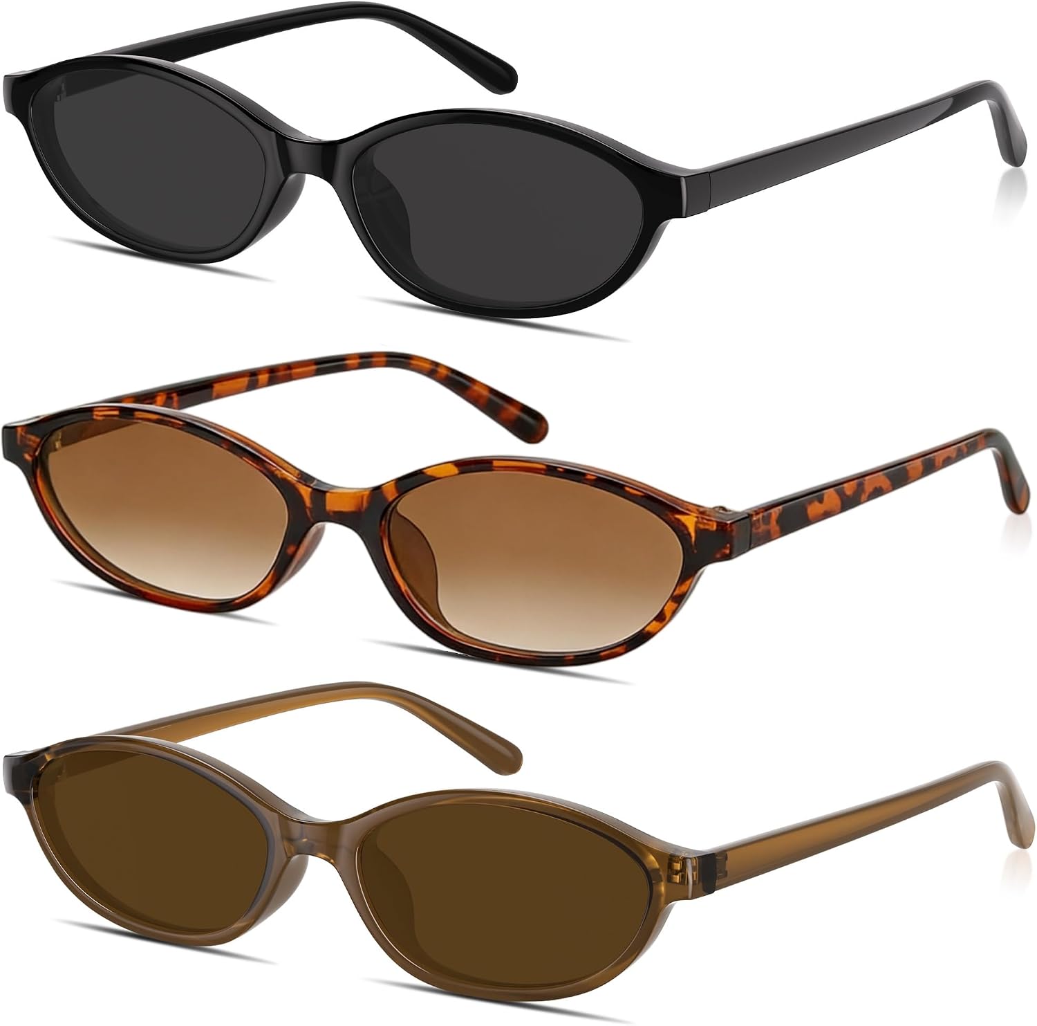 Sunglasses Womens Retro Oval Sunglasses for Women - Cat Eye 90s Glasses Y2K UV400 Lightweight Narrow Shades