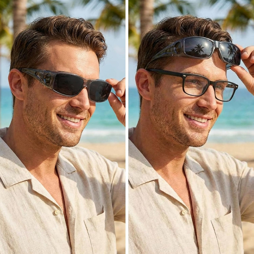 TJUTR Polarized Fit Over Glasses Sunglasses for Men Women, Wrap Around UV400 Protection Sunglasses TS2611