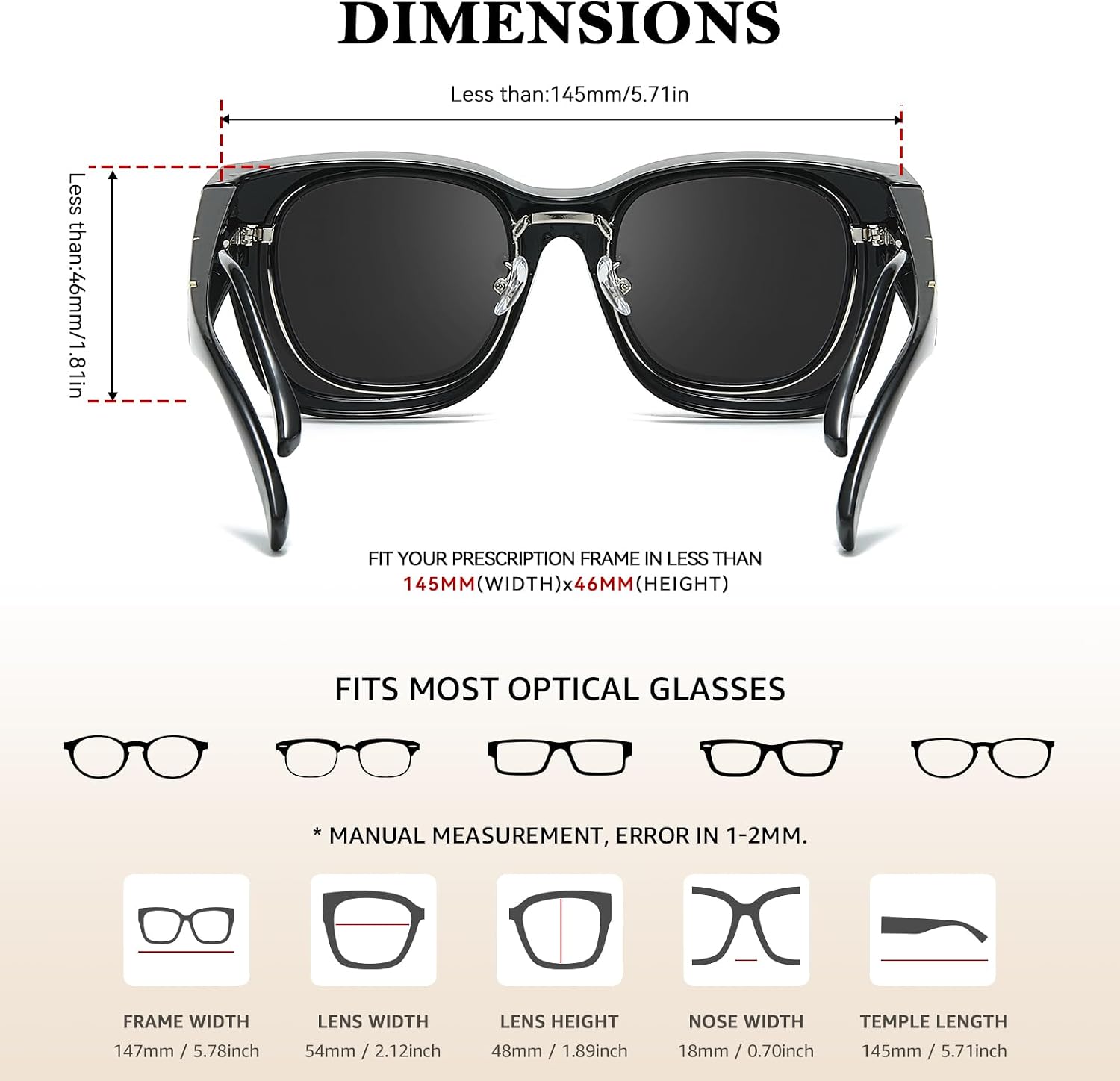 TJUTR Polarized Fit Over Glasses Sunglasses for Women, Oversized Square Sun Glasses UV400 Protection Shades for Driving