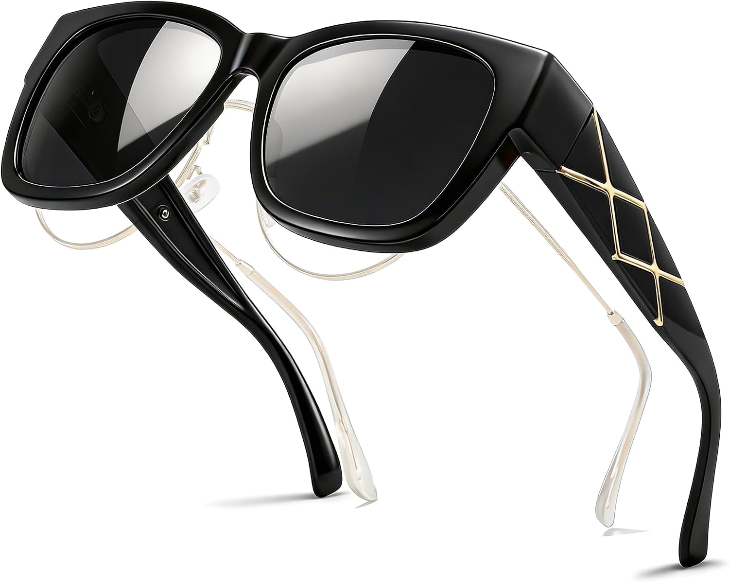 TJUTR Polarized Fit Over Glasses Sunglasses for Women, Oversized Square Sun Glasses UV400 Protection Shades for Driving