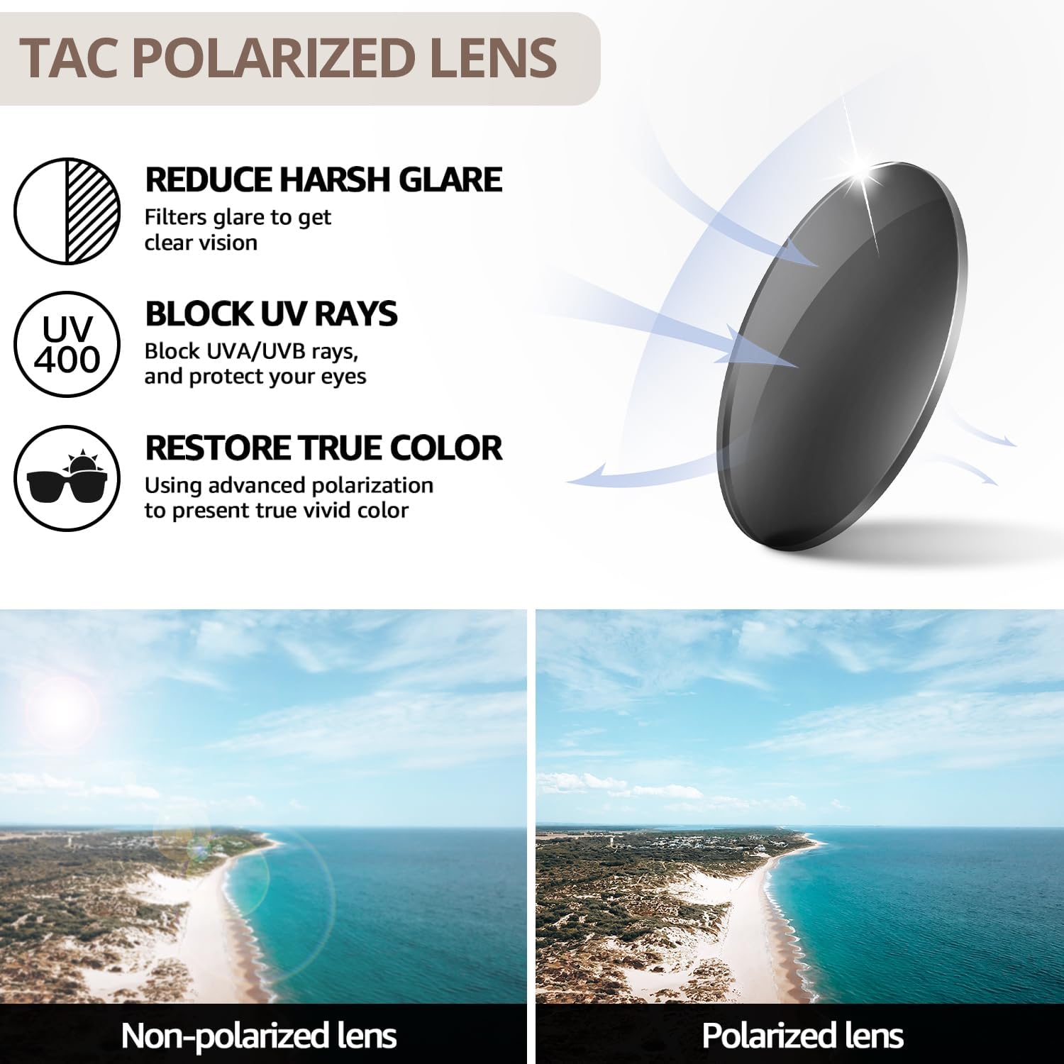 TJUTR Polarized Clip-On Sunglasses for Eyeglasses, Unisex Classic Rectangle Frame Looks Like Real Sunglasses UV400 Protection