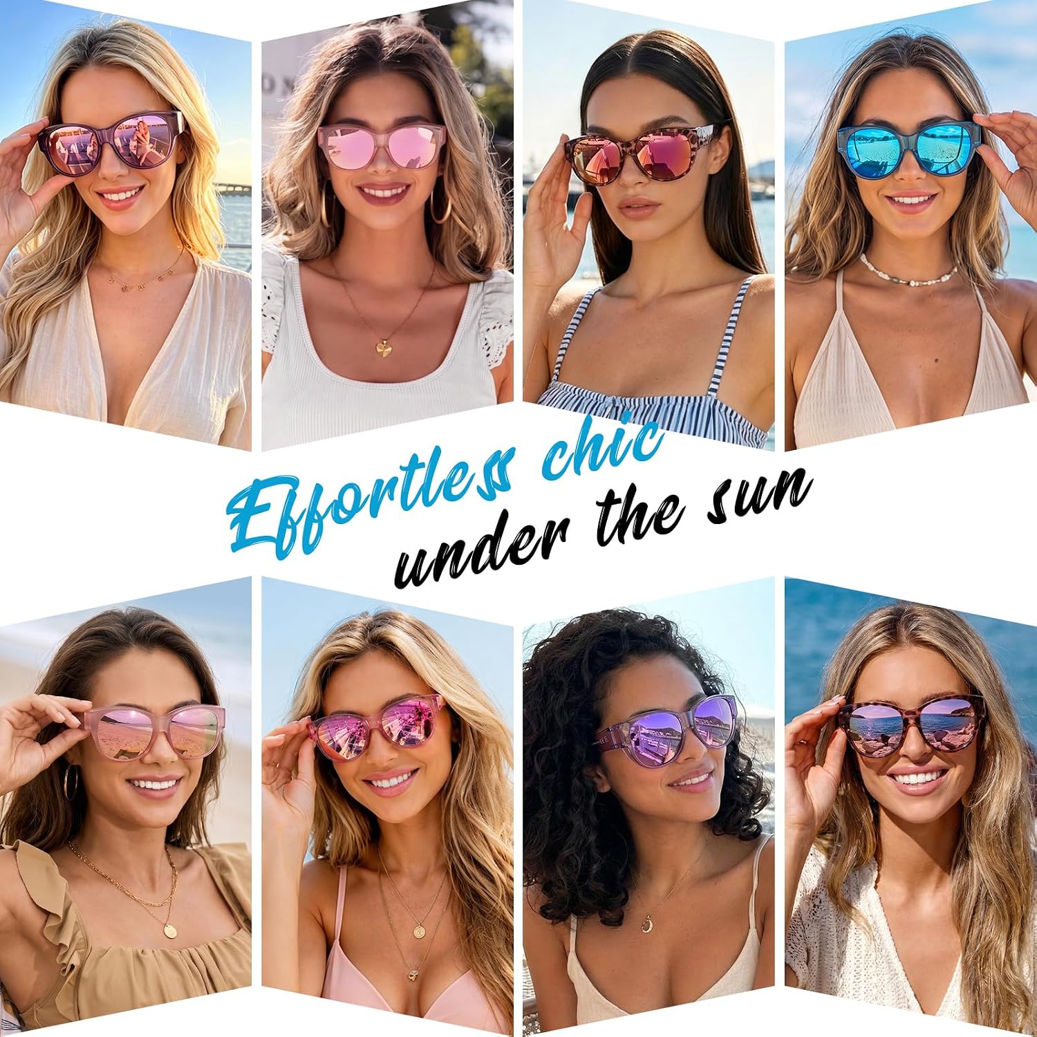 TJUTR Polarized Mirrored Fit Over Glasses Sunglasses for Women, Trendy UV400 Protection Sun Glasses for Driving & Outdoor